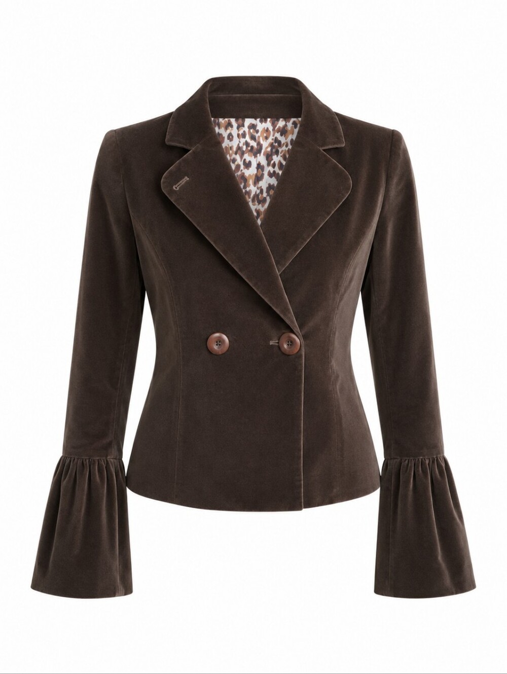 Brown Velvet Blazer Anthropologie Maestro Double Breasted Bell Sleeve Lined Sz M